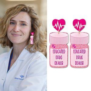 Nurse Pharmacist Dr PA Gift Earring Acrylic Educated Dealer Pink BRAND NEW
